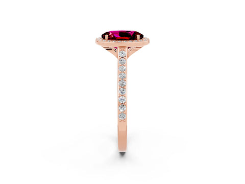 Rose gold Oval Cut Halo Round Diamond Pavé Band with Four-Prong Setting_2