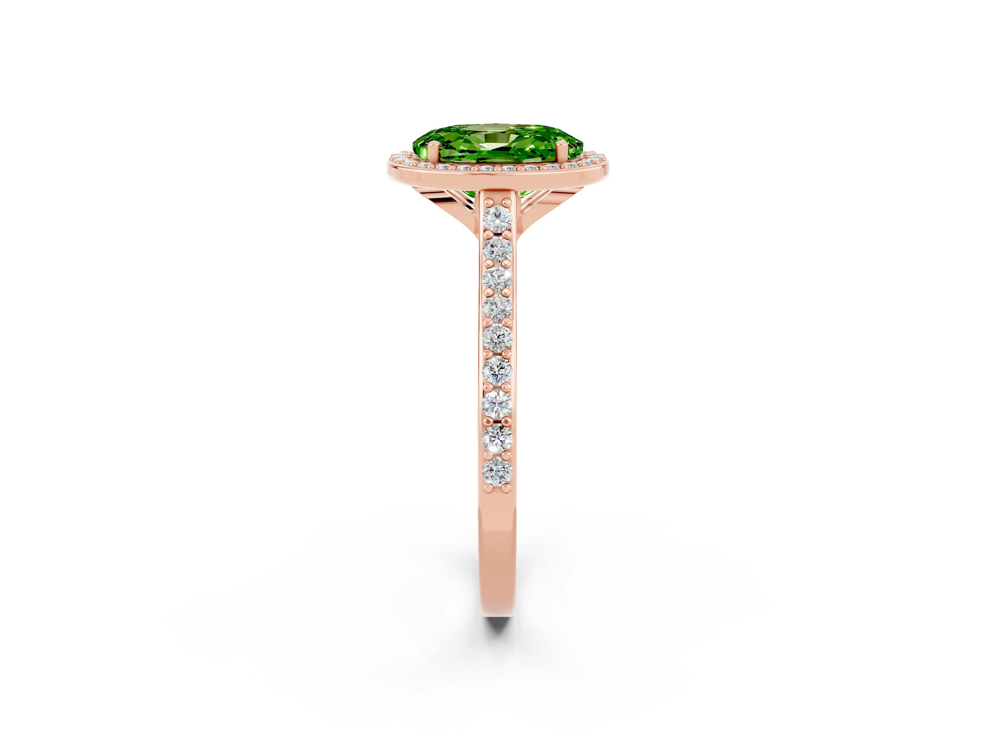Rose gold Oval Cut Halo Round Diamond Pavé Band with Four-Prong Setting_2