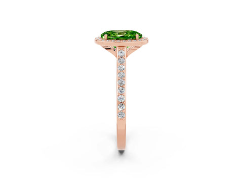 Rose gold Oval Cut Halo Round Diamond Pavé Band with Four-Prong Setting_2