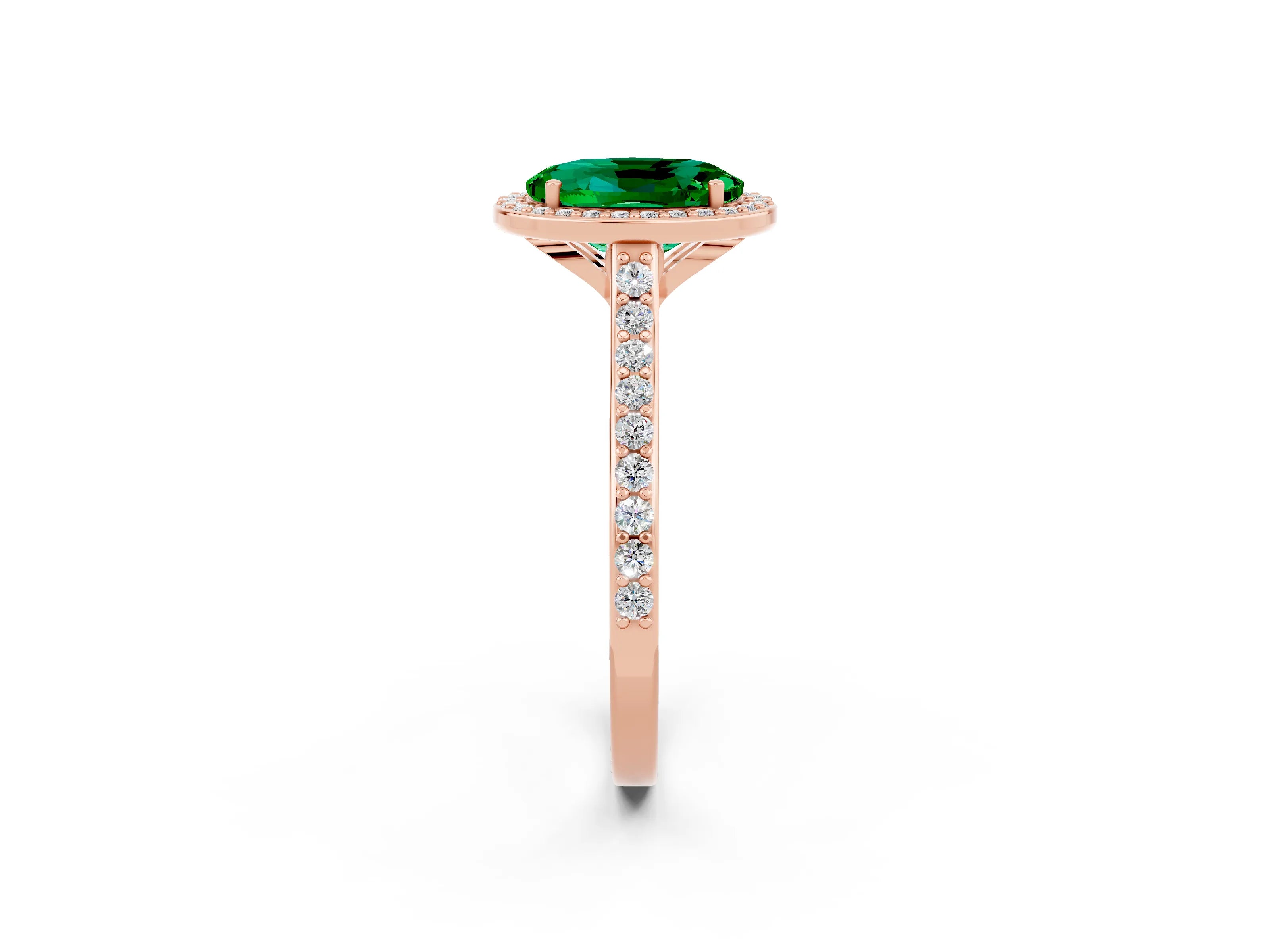 Rose gold Oval Cut Halo Round Diamond Pavé Band with Four-Prong Setting_2