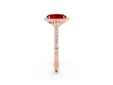 Rose gold Oval Cut Halo Round Diamond Pavé Band with Four-Prong Setting_2