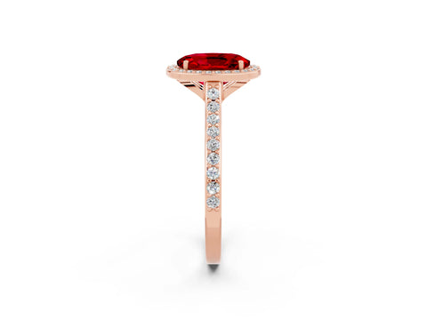 Rose gold Oval Cut Halo Round Diamond Pavé Band with Four-Prong Setting_2