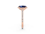 Rose gold Oval Cut Halo Round Diamond Pavé Band with Four-Prong Setting_2