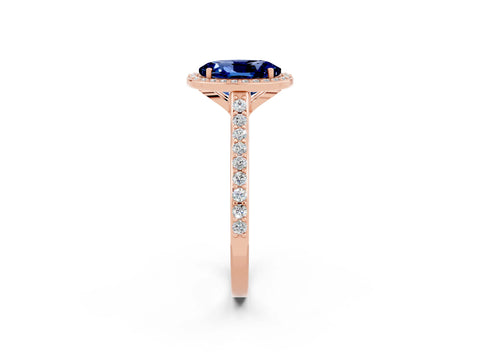 Rose gold Oval Cut Halo Round Diamond Pavé Band with Four-Prong Setting_2