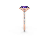 Rose gold Oval Cut Halo Round Diamond Pavé Band with Four-Prong Setting_2