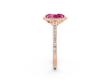 Rose gold Oval Cut Halo Round Diamond Pavé Band with Four-Prong Setting_2