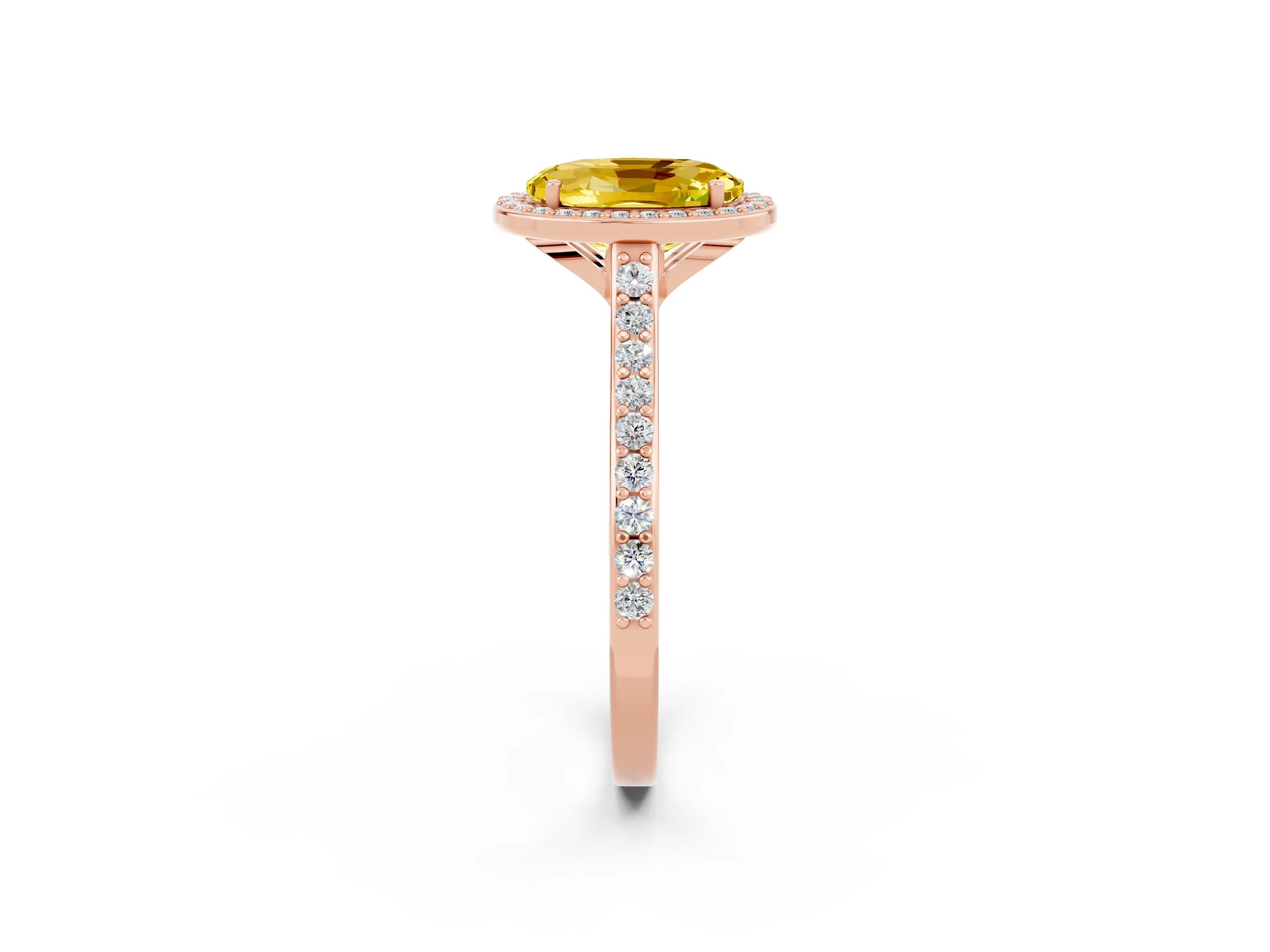 Rose gold Oval Cut Halo Round Diamond Pavé Band with Four-Prong Setting_2
