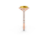 Rose gold Oval Cut Halo Round Diamond Pavé Band with Four-Prong Setting_2