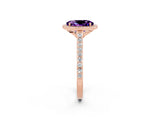 Rose gold Oval Cut Halo Round Diamond Pavé Band with Four-Prong Setting_2
