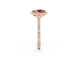 Rose gold Oval Cut Halo Round Diamond Pavé Band with Four-Prong Setting_2