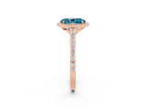 Rose gold Oval Cut Halo Round Diamond Pavé Band with Four-Prong Setting_2