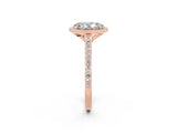 Rose gold Oval Cut Halo Round Diamond Pavé Band with Four-Prong Setting_2
