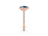 Rose gold Oval Cut Halo Round Diamond Pavé Band with Four-Prong Setting_2