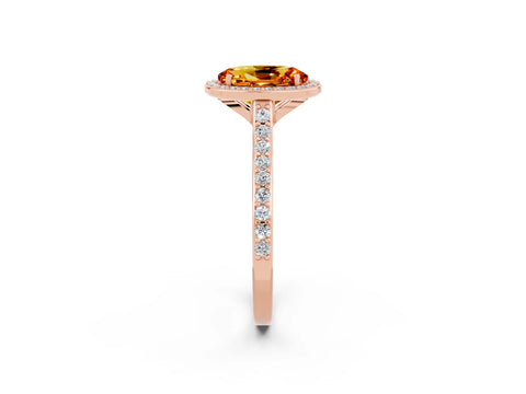 Rose gold Oval Cut Halo Round Diamond Pavé Band with Four-Prong Setting_2