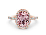 Rose gold Oval Cut Halo Round Diamond Pavé Band with Four-Prong Setting