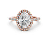 Rose gold Oval Cut Halo Round Diamond Pavé Band with Four-Prong Setting_3