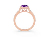 Rose gold Oval Cut Halo Round Diamond Pavé Band with Four-Prong Setting_3