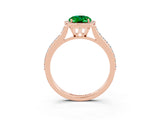 Rose gold Oval Cut Halo Round Diamond Pavé Band with Four-Prong Setting_3