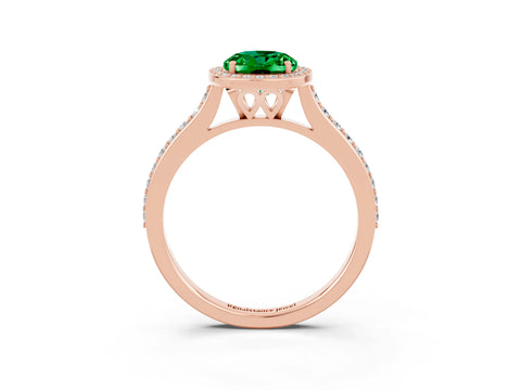 Rose gold Oval Cut Halo Round Diamond Pavé Band with Four-Prong Setting_3