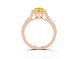 Rose gold Oval Cut Halo Round Diamond Pavé Band with Four-Prong Setting_3