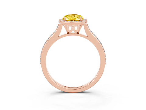 Rose gold Oval Cut Halo Round Diamond Pavé Band with Four-Prong Setting_3