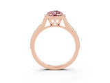 Rose gold Oval Cut Halo Round Diamond Pavé Band with Four-Prong Setting_3