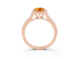 Rose gold Oval Cut Halo Round Diamond Pavé Band with Four-Prong Setting_3