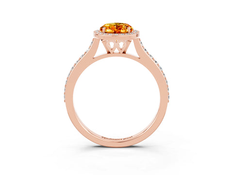 Rose gold Oval Cut Halo Round Diamond Pavé Band with Four-Prong Setting_3