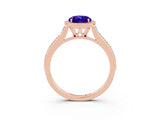Rose gold Oval Cut Halo Round Diamond Pavé Band with Four-Prong Setting_3