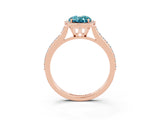 Rose gold Oval Cut Halo Round Diamond Pavé Band with Four-Prong Setting_3
