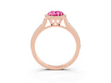 Rose gold Oval Cut Halo Round Diamond Pavé Band with Four-Prong Setting_3