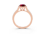 Rose gold Oval Cut Halo Round Diamond Pavé Band with Four-Prong Setting_3