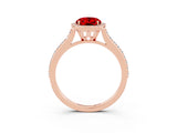 Rose gold Oval Cut Halo Round Diamond Pavé Band with Four-Prong Setting_3