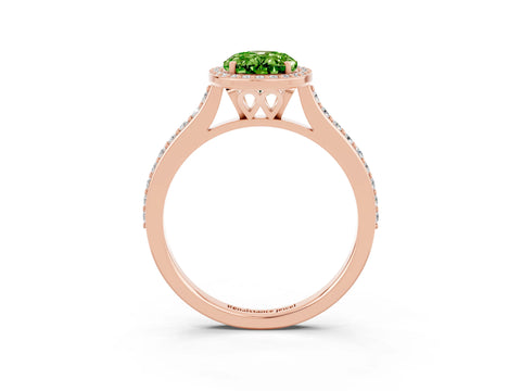 Rose gold Oval Cut Halo Round Diamond Pavé Band with Four-Prong Setting_3
