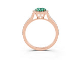 Rose gold Oval Cut Halo Round Diamond Pavé Band with Four-Prong Setting_3