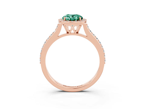 Rose gold Oval Cut Halo Round Diamond Pavé Band with Four-Prong Setting_3