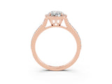 Rose gold Oval Cut Halo Round Diamond Pavé Band with Four-Prong Setting_3