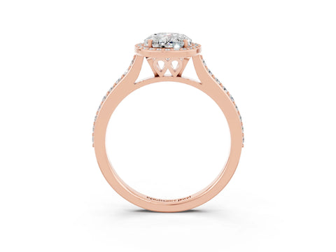 Rose gold Oval Cut Halo Round Diamond Pavé Band with Four-Prong Setting_3