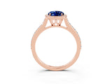 Rose gold Oval Cut Halo Round Diamond Pavé Band with Four-Prong Setting_3