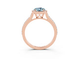 Rose gold Oval Cut Halo Round Diamond Pavé Band with Four-Prong Setting_3
