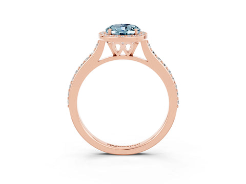 Rose gold Oval Cut Halo Round Diamond Pavé Band with Four-Prong Setting_3