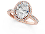 Rose gold Oval Cut Halo Round Diamond Pavé Band with Four-Prong Setting_4
