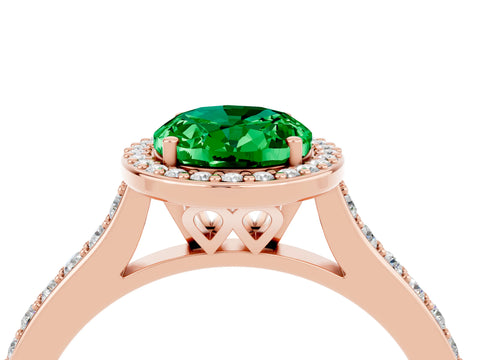 Rose gold Oval Cut Halo Round Diamond Pavé Band with Four-Prong Setting_4