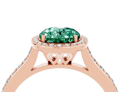 Rose gold Oval Cut Halo Round Diamond Pavé Band with Four-Prong Setting_4