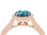 Rose gold Oval Cut Halo Round Diamond Pavé Band with Four-Prong Setting_4