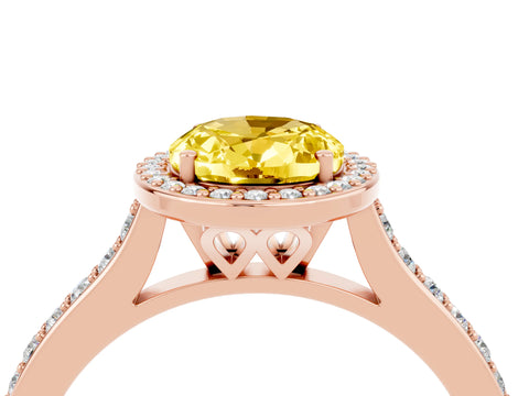 Rose gold Oval Cut Halo Round Diamond Pavé Band with Four-Prong Setting_4