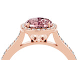 Rose gold Oval Cut Halo Round Diamond Pavé Band with Four-Prong Setting_4