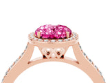 Rose gold Oval Cut Halo Round Diamond Pavé Band with Four-Prong Setting_4