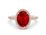 Rose gold Oval Cut Halo Round Diamond Pavé Band with Four-Prong Setting