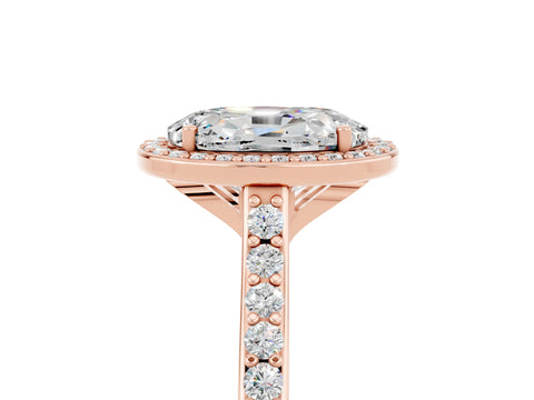 Rose gold Oval Cut Halo Round Diamond Pavé Band with Four-Prong Setting_5